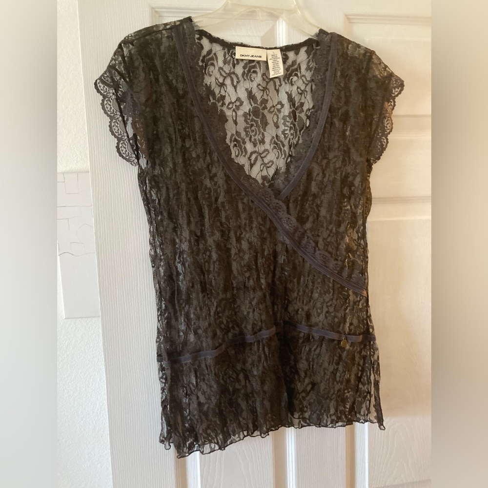 2 items for price of 1 ! Lace pull on dressy party tunic. Chocolate Brown.
